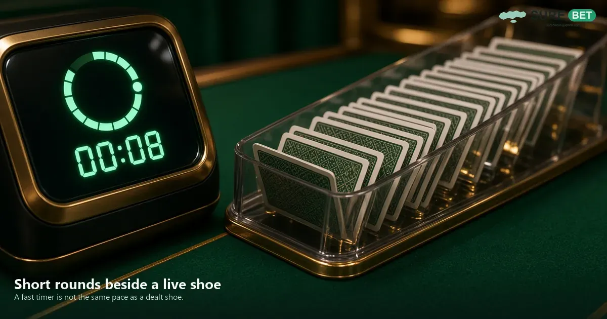 A short-round timer panel beside a live-shoe panel filled with many cards.