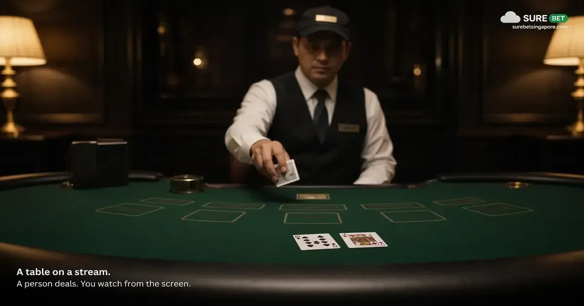 A dealer at a live table.